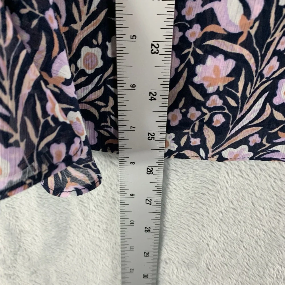 J Crew Womens Blouse Top M Floral Ruffles‎ Bell Sleeve Tie Boho Preppy Keyhole
